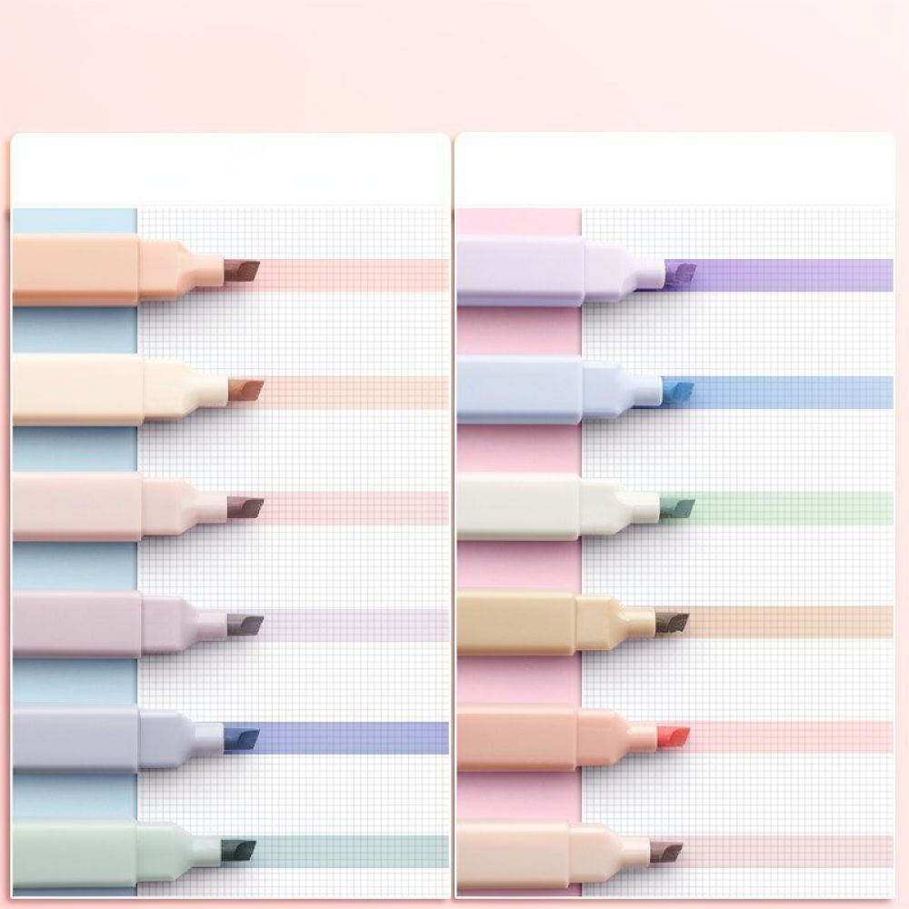 Pastel Highlighter Set Double Ended - ジャーナリング、学校、オフィスでの使用に最適な、美しいパステルカラーの蛍光ペンセット。滑らかな書き心地で、スケッチやイラストにも使える文具。