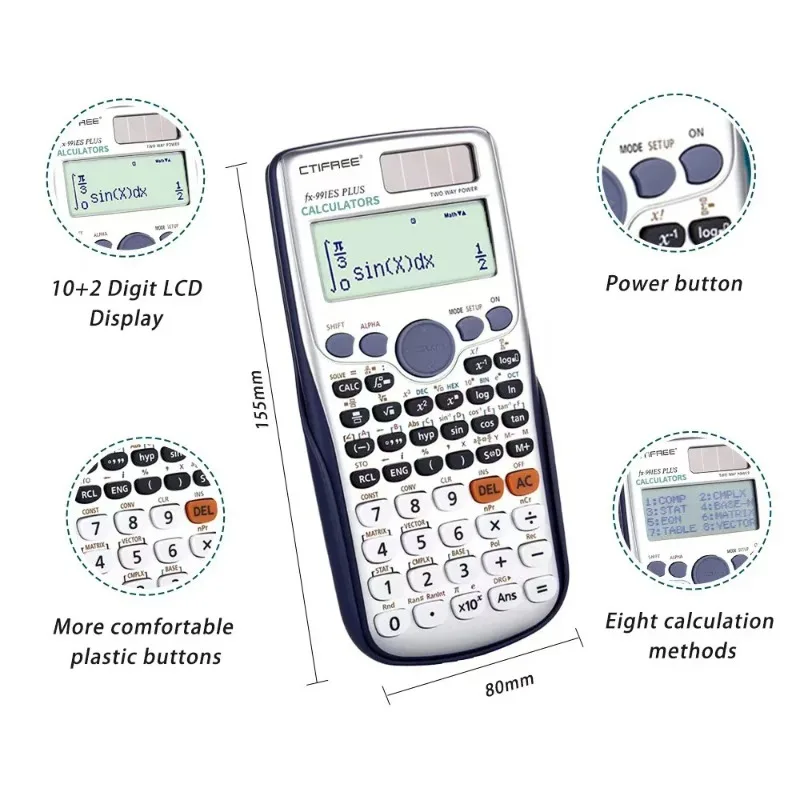 科学計算機、ボタン電池式、工学系学生向け、学校・大学で使用、 - Scientific Calculator For Secondary School のレビューと価格